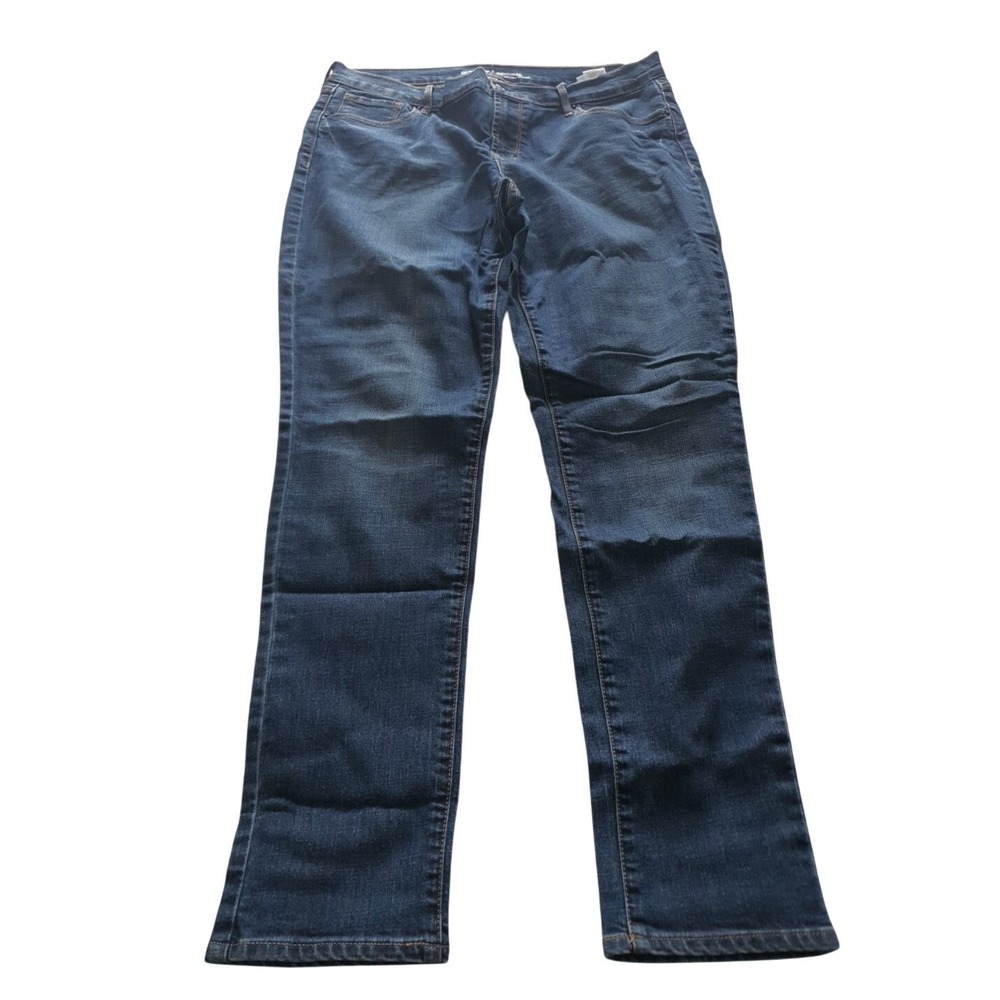 Old Navy Original Mid-Rise Straight Leg Jeans Dark Wash Blue Denim 14 Long Pants